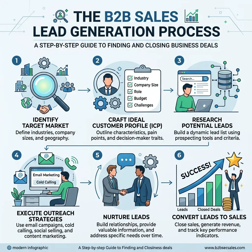 B2B Sales Leads: How to Generate, Qualify, and Convert Them 3 How do you generate B2B sales leads step by step